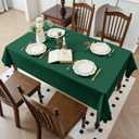 2 Pack Green Christmas Tablecloth - 60 x 84 Inch Rectangle, Waterproof & Wrinkle Resistant Polyester Table Cover for Dining Table, Buffet Parties, Camping
