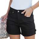 luvamia Jean Shorts for Women Trendy High Waisted Denim Shorts Carpenter Stretchy Summer Casual Mom Cut Off Jeans Shorts (Small, Black)