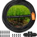 MIXC 1/4" Irrigation Dripline Tubing (100 Ft Roll), Saving 80% Water, 6" Emitter Spacing, 0.5 GPH Emitters Built-In Drip Irrigation Line with 1/4" Fittings Included, Black