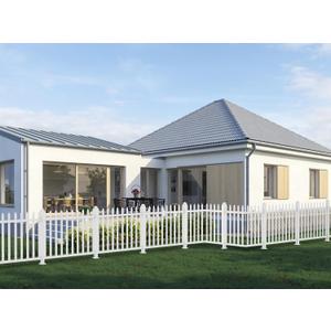 SunnyRoyal Picket Fence Panels White Picket Fence Vinyl PVC Garden Fence for Front Yard Outdoor Decrotion 84'' L x 36'' H (20 Pickets, Straight) (SC-PVCFSIN8436P20)