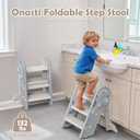 Onasti Adjustable Toddler Step Stool with Handles, Converts from 3-Step to 2-Step as Kids Grow, Non-Slip Safety Stool for Bathroom Sink, Kitchen Counter, Potty Training and Everyday Household Use-Grey