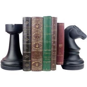 jinhuoba Decorative Bookends Chess Bookends, Black Heavy Book Ends Supports, Unique Book Kends Decor for Office Home Desk Bookrack, 7"(L) x4(W) x7(H), 1Pair/2Piece