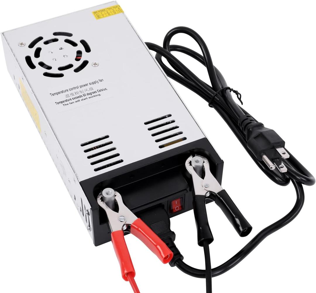 High-Power SMPS 110V/220V AC to 12V DC Converter - 50A 600W Power Supply - Adjustable Switch Transformer for LED Strip, LCD Monitor CCTV, Radio/Car Stereos, 3D Printer - Includes 2 Clamp Wires