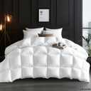 Luxury Goose Down Comforter King Size, 750 Fill Power All Season Fluffy Duvet Insert, 56oz Medium Weight, Soft Cotton Fabric, Hotel Bedding Comforter with Corner Tabs, 106 x 90 Inch
