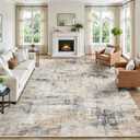 8x10 Area Rug for Living Room, Abstract Washable Non-Slip Large Rugs, Gold