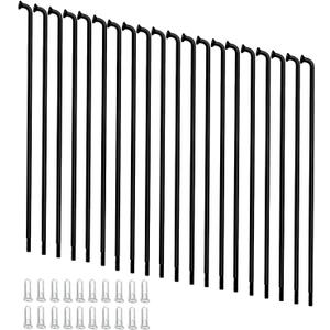 Bike Spokes Electric Bicycle E-Bike Tricycle Wheel 12G 2.5mm Steel 131mm-298mm with Nipples 20pcs (BLACK)