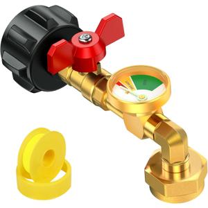 Propane Refill Adapter for 1 lb. Tanks, 1lb Propane Tank Refill Adapter with Valve and Gauge Small 1 Pound Propane Bottle Refill Elbow Adapters 20 lb to 1 lb