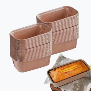 50Pcs Paper Loaf Pans for Baking, Parchment Cupcake Liners KraftPaper Loaf Pan, Disposable-Paper Baking Loft Mold for Microwave Freezer Oven Safe Display,Wedding Birthday (coffer-rectang-50)
