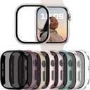 Adorve 8 Pack Privacy Case for Apple Watch Screen Protector 41mm Series 9/8/7, Full Protective Scratch Resistant Face Cover, Anti-Spy Ultra-Thin Bumper Case for iWatch 41 mm Accessories (Blk/Clr/Pnk/Starlt/RosePnk/PineGrn/MilkTea/SmkVlt)
