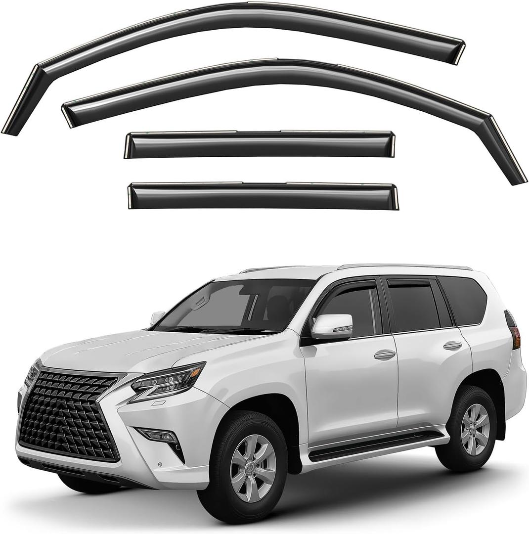Window Deflectors Smoke Tinted in-Channel Side Window Vent Visor Deflectors Rain Guards Compatible with Lexus GX 2010-2023 - 4 pcs. GW0957