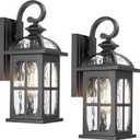 Darkaway Outdoor Wall Light Exterior Light Fixture with Water Ripple Glass, Aluminum Outside Lights Sconces Exterior Lighting for House Porch Patio Doorway Garage (Medium-2 Pack)
