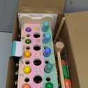 6-in-1 Wooden Montessori Toys for 1 Year Old, Mole-Tapping Game | Play The Xylophone | Frog Clock | Carrot Harvest Game | Spinning Gear, Baby Toy Gift for Early Learning (Pink)