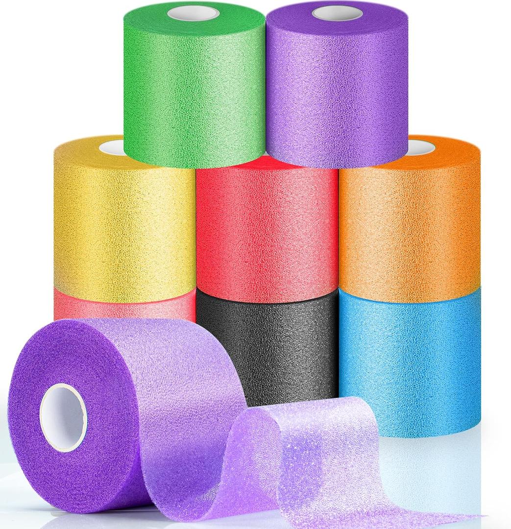 New 2026 8-Pack Randomly Colored Pre Wrap Tape, Premium Prewrap Athletic Tape for Hair Soccer, Sports Pre-Wrap Foam Underwrap Headbands