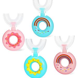 Toddler Toothbrush U Shaped,Lovely Colorful Food Grade Kids Toothbrush for 2-8 Years Old,Stocking Stuffers for Your Kids (4 Pack)