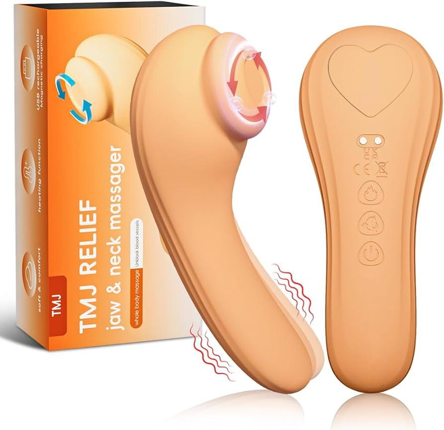 TMJ Relief Products Jaw Massager,Neck Massager with Rolling,Vibrating and Heating, Real-Like Massage for TMJ Jaw & Neck Pain Relief, Stiff Jaw, Tension, Stiffness and Headaches