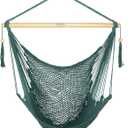 JoyView Hammock Chair with Spreader Bar Caribbean Hammock Swing Chair 300 LBS Weight Capacity XL Rope Hanging Chair for Outdoor Indoor Garden Yard - Green