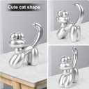 Cute Balloon Cat Decor - 7.8 Inch Handmade Modern Balloon Animal Decor, Aesthetic Room Shelves Cute Statue Home Dcor, Bedroom Sculpture Desk Whimsical Gift for Cat Lovers(Sliver)