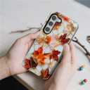 ZHEGAILIAN Case Compatible with Samsung Galaxy S23,Maple Fall Leaves Aesthetic Stained Glass Design Phone Case,Hybrid 2-Layer Hard Shell for Girl Boy Women Men