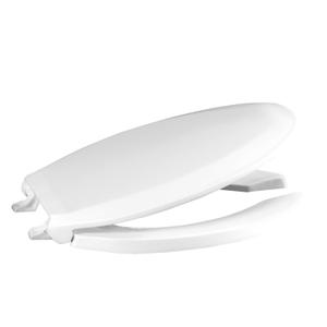 Centoco Elongated Toilet Seat, Open Front with Cover, Heavy Duty Commercial, Stainless Steel Self Sustaining Hinge, Plastic, Made in the USA, 820STSS-001, White
