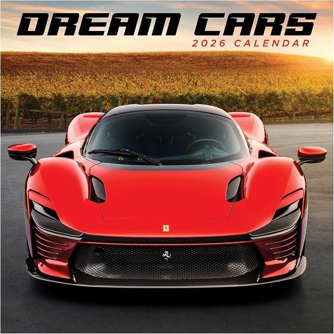 TF Publishing 2026 Dream Cars Wall Calendar - Large Grids for Appointments and Scheduling - Vertical Monthly Wall Calendar 2026 with Premium Gloss Paper for Home and Office Organization - 12x12in