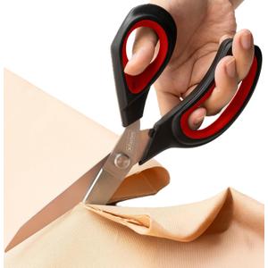 XFasten Heavy-Duty Professional Tailor Scissors, 9.5-Inch Heavy Duty Ultra-sharp Dressmakers Scissors Shears for Fabric Cutting | Sewing scissors for Fabric (Red)