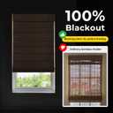 UNISHADES Cordless Bamboo Roman Shades for Windows, 100% Blackout Backing Fabric for Light Blocking, 26" W 64" H - Papara Carbon