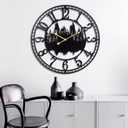 Wall Clock for Living Room Decor-26 Inch Battery Operated Large Wall Clocks Silent Non-Ticking for Bedroom Kitchen-Metal Black Castle Design for Home Decor