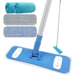 Microfiber Mops for Floor Cleaning, Multi Surface Floor Cleaner with 2 Microfiber Dry Wet Mop Pads + 2 Dusting Clothes for Sweeping and Mopping