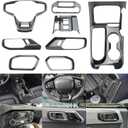 8 Pcs Carbon Fiber Interior Decor Trim Cover Kit Compatible with 2021-2026 Ford Bronco, Gear Shift Panel Cover Inner Door Handle Cover Steering Wheel Cover - Not Fit Manual Transmission
