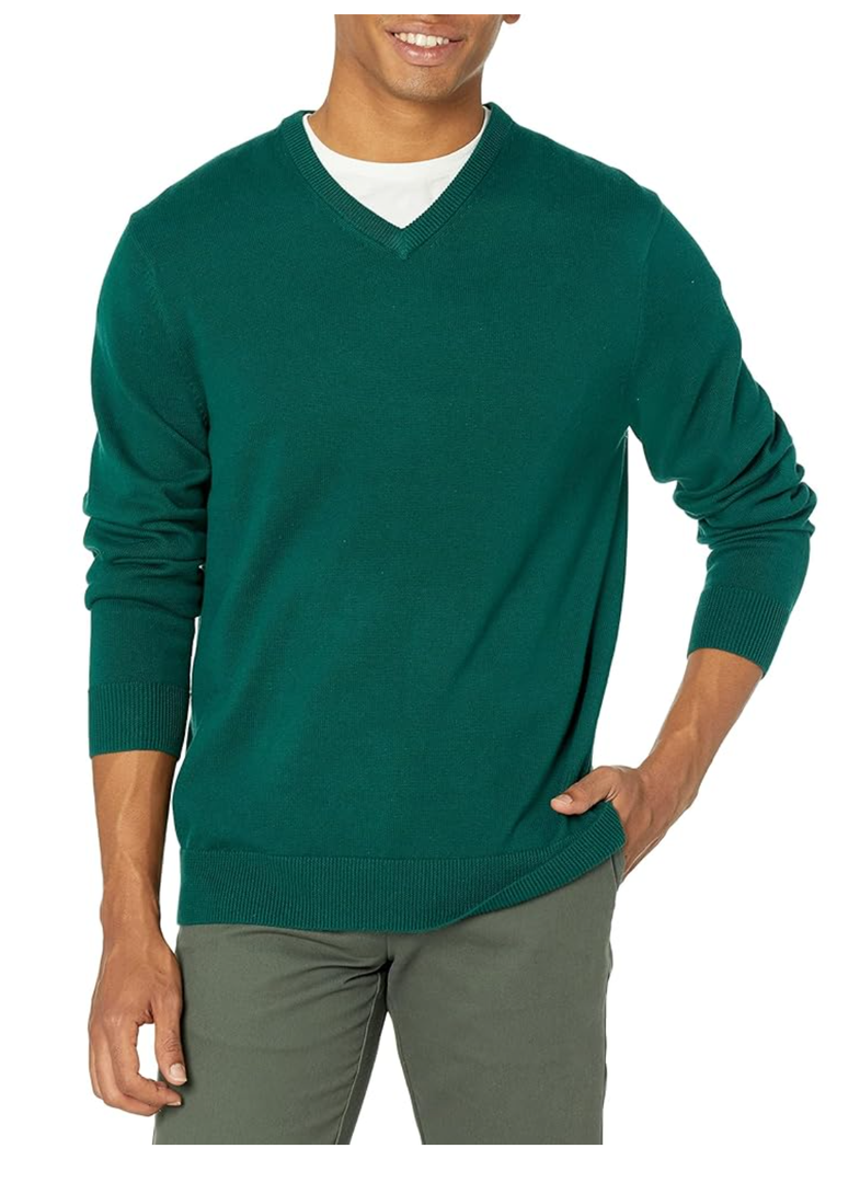 Amazon Essentials Men's V-Neck Pullover Sweater, Black, XXL