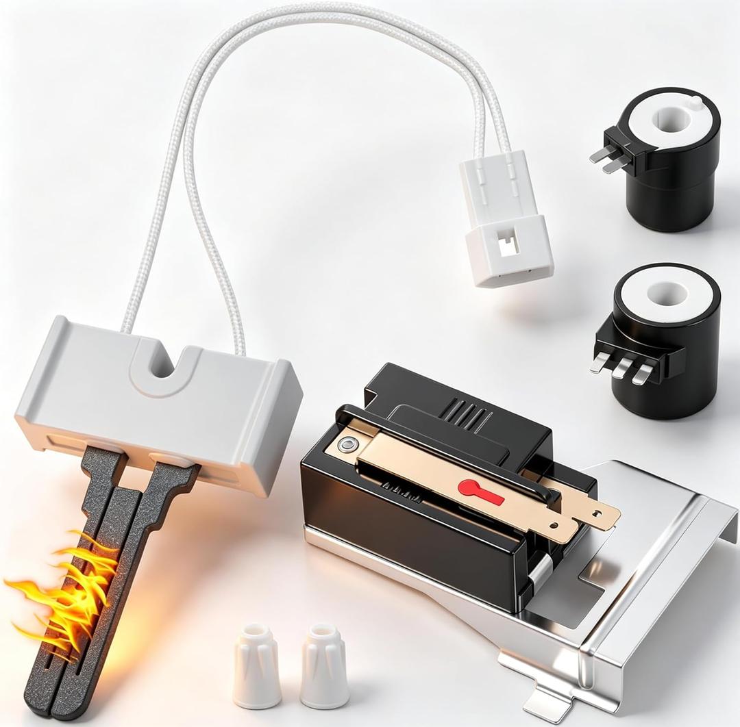 Gas Dryer Repair Kit Contains 338906 Flame Sensor 279311 Igniter 279834 Gas Valve Solenoid Coils - Fit for Maytag Dryers - Replaces WP338906 AP3094251 PS334310 12001349
