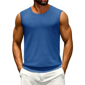 Cotrasen Mens Casual Tank Tops Ribbed Knit Sleeveless Shirt Lightweight Tee Summer Muscle T-Shirts M