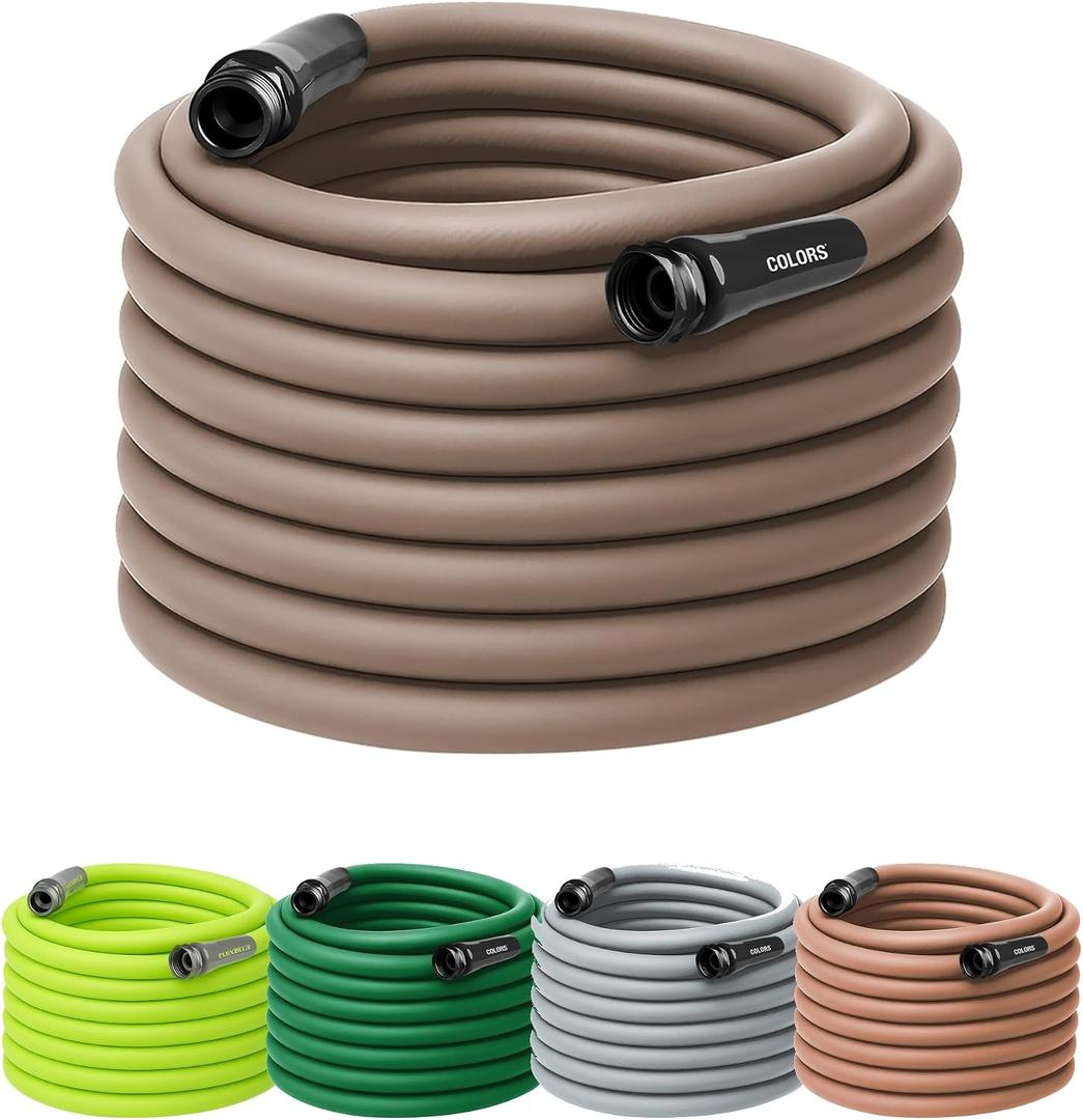 Flexzilla Colors Garden Hose 5/8 in. x 100 ft., Lightweight All-Weather Water Hose, Durable and Flexible, Leak-Free Connections, Brown Mulch