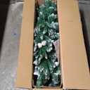 7.5ft Snow Flocked Pencil Christmas Tree Hinged Pine Cones
