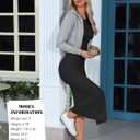 Women's Bodycon Maxi Dress Winter Fall Long Sleeve Side Slit Dresses Knit Fitted Tight Basic Party Club Cocktail (Black, L)
