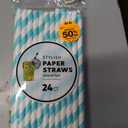 Jacent Stylish Biodegradable Paper Straws, 24 Count per Package, Blue, 1-Pack