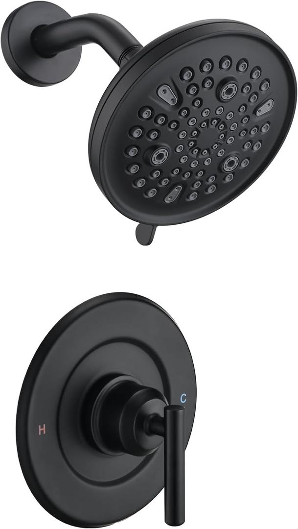 Replacement for Moen Shower Faucet Trim Kit, 9-Setting High Pressure Rain Showerhead, Shower Handle (Valve& Catridge Not Inclued), Matte Black