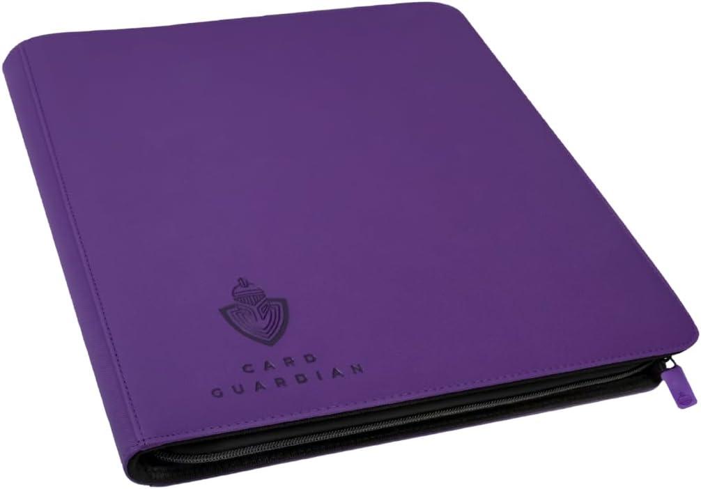Card Guardian - 12 Pocket Premium Binder with Zipper for 480 Cards - Side Loading Pockets for Trading Card Games TCG (Purple)