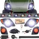 10L0L Golf Cart Headlights and Taillight Kit Fit Yamaha G29 Drive 2007-2016, Deluxe Street Legal Light Kit with RGB Daytime Running Light Turn Signals Switch/Horn/Brake Lights Harness (Input 12V-60V)
