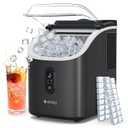 ecozy Ice Cube Makers Countertop, 33lbs Per Day Portable Ice Machine, Self-Cleaning Ice Maker Machine with 1.5L External Water Tank for Home Office Party Bar (Matte Black)