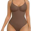 FeelinGirl Shapewear Bodysuit for Women Tummy Control Waist Bodysuit Thong Shapewear Body Shaper Going Out (Brown, S)