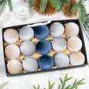 3.15 Inch Velvet Christmas Tree Ornaments15 Pcs Christmas Balls Bulk Set Plastic Shatterproof Xmas Hanging Ornaments Decorations for Tree Garland(Blue Gray Brown)