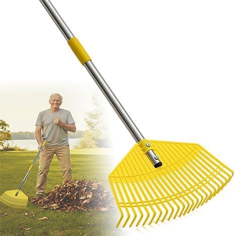 Lightweight Leaf Rake for Lawns - Anti-Break Nylon Plastic Head,Easy Yard & Garden Rake for Women,Seniors,Kids, 16.5" Wide for Leaves, Grass,Pine Needles,Gardening,Adjustable 3565" Long Handle