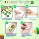 4 x 88Pcs St Patricks Day Temporary Tattoos Adult Shamrock Face Stickers Woman Irish Temporary Tattoo Stickers for Body St Pattys Accessories Irish Party Decor(clover88)