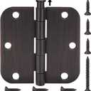 TICONN 48-Pack 3.5 Inch Door Hinges with 5/8" Radius Corner, 3-1/2 x 3-1/2 Inch Iron Bifold Residential Doors Hardware (5/8" Radius Corner, Oil Rubbed Bronze, 48 Pack)