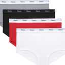Hanes women's Originals Boyshort Underwear, Breathable Stretch Cotton Boyshort Panties, 4-pack (Large, Shelton Red/Concrete Heather/White/Black)