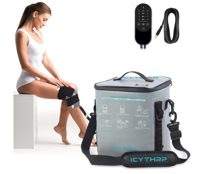 ICYTHRP Cold Therapy Machine with Programmable Timer, Portable Ice Machine for Knee After Surgery, Knee Replacement Recovery System for Pain Relief w/Compression Pad for Shoulder, Hip and Ankle