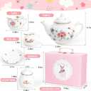 Porcelain Tea Set for Girls, Tea Party Set for Little Girls, Kids Tea Set Kitchen Pretend Play, Princess Tea Time Playset with Teapot Cups Carry Case, Toddler Girl Toys Birthday Gifts Age 3+