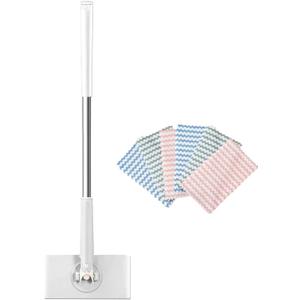2 x Snap Grip Mini Mop,Convenient Cloth Changing Mini Mop,Retractable Gap Dust Cleaner Flat Mops with Locking Head &Sweeping Cloths,1mop + 5random Color Rags (White)