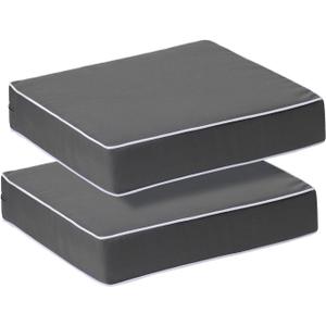 PNP FKJP 2 Pack Outdoor Chair Cushion 20" X 20" X 4", Waterproof Outdoor Seat Cushions with Non-Skid Ties,Dark Gray (Cushion + Cover)